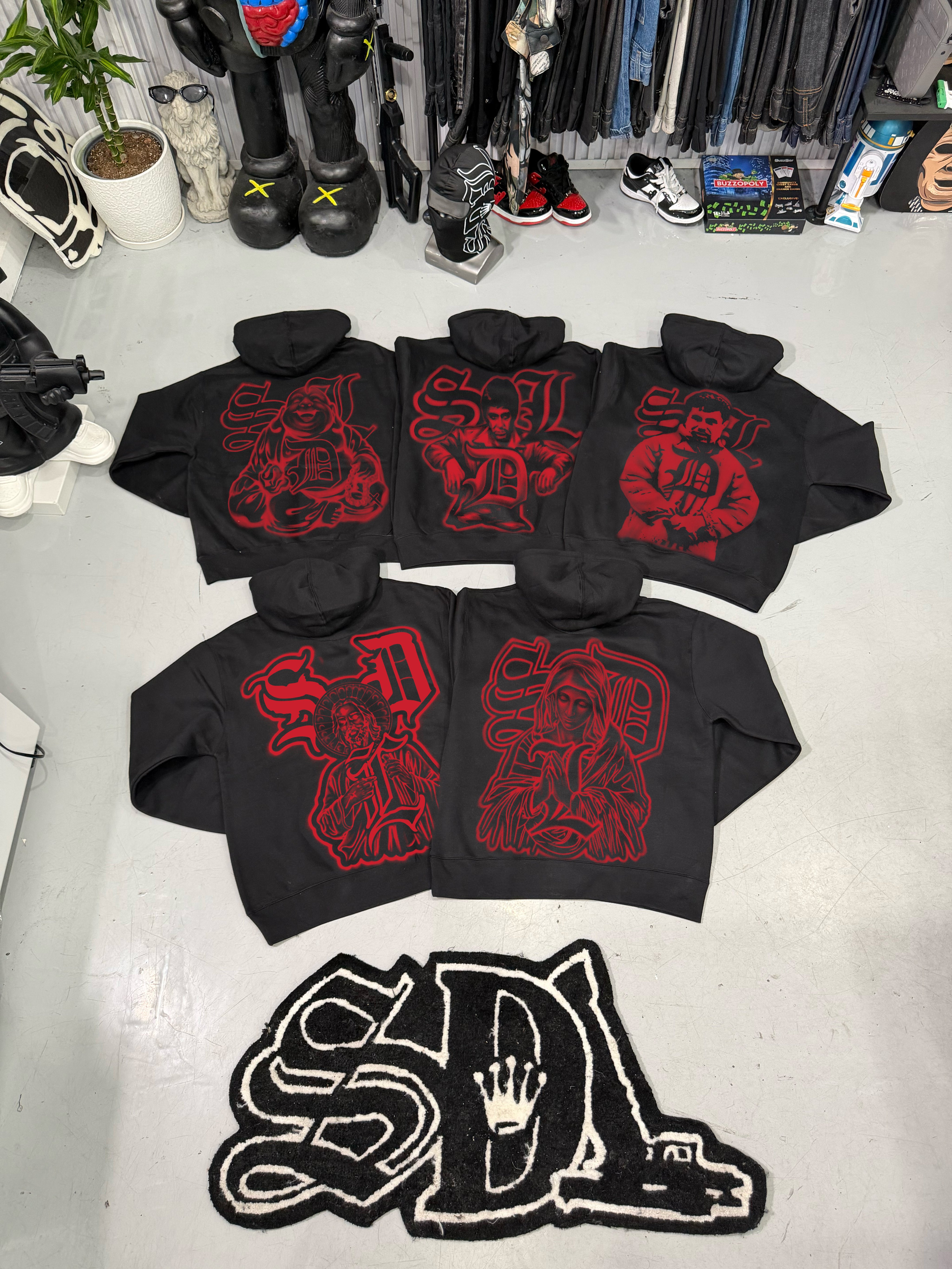 SDL RHINESTONE HOODIES - RED