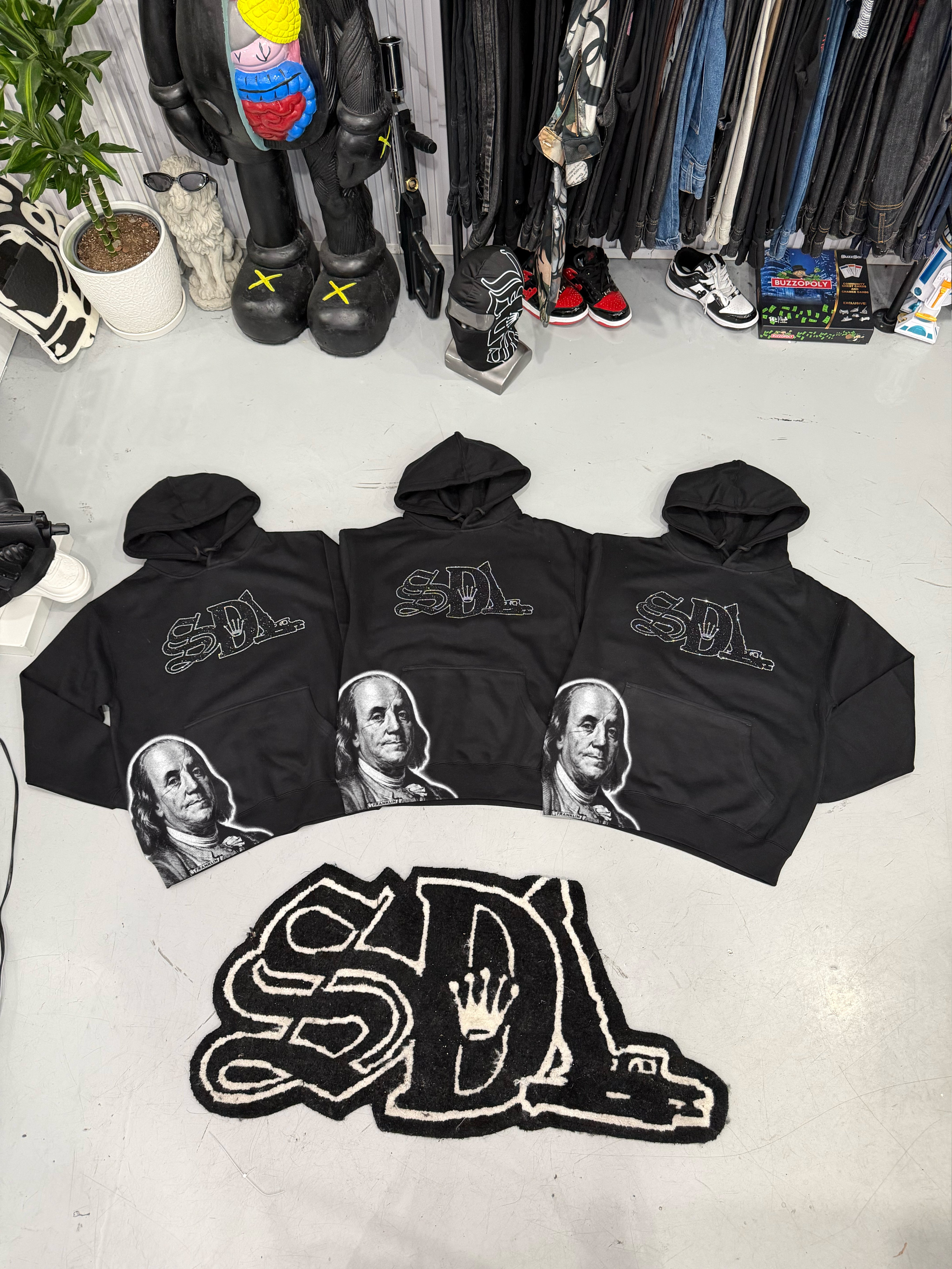 SDL RHINESTONE HOODIES - B&W